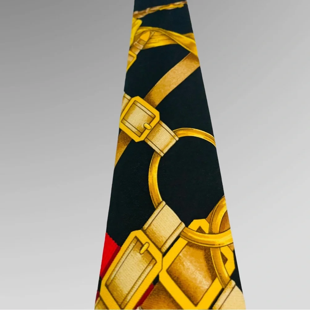 New! HERMES RARE HERMES H d’ ORIGNY MENS EQUESTRIAN SILK TIE